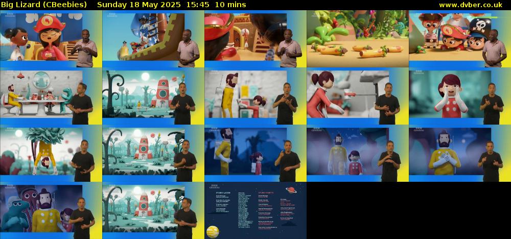 Big Lizard (CBeebies) Sunday 18 May 2025 15:45 - 15:55