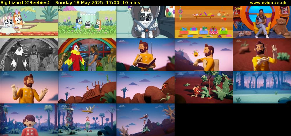 Big Lizard (CBeebies) Sunday 18 May 2025 17:00 - 17:10
