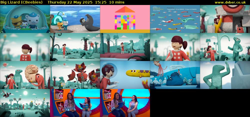 Big Lizard (CBeebies) Thursday 22 May 2025 15:25 - 15:35