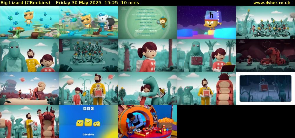 Big Lizard (CBeebies) Friday 30 May 2025 15:25 - 15:35