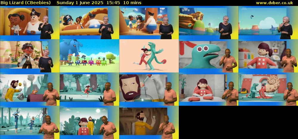 Big Lizard (CBeebies) Sunday 1 June 2025 15:45 - 15:55