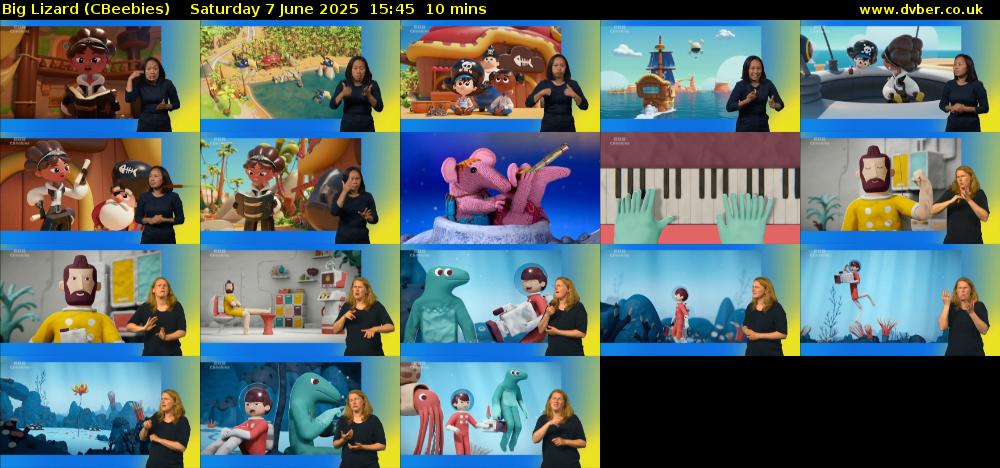 Big Lizard (CBeebies) Saturday 7 June 2025 15:45 - 15:55