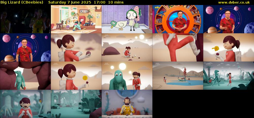 Big Lizard (CBeebies) Saturday 7 June 2025 17:00 - 17:10
