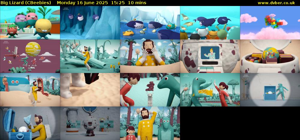 Big Lizard (CBeebies) Monday 16 June 2025 15:25 - 15:35