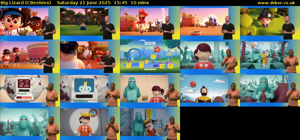 Big Lizard (CBeebies) Saturday 21 June 2025 15:45 - 15:55