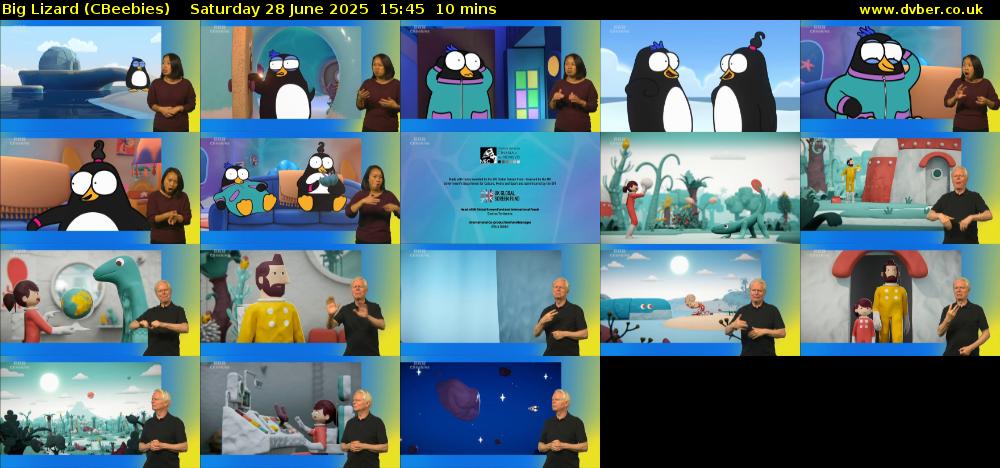 Big Lizard (CBeebies) Saturday 28 June 2025 15:45 - 15:55
