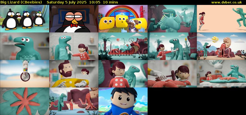 Big Lizard (CBeebies) Saturday 5 July 2025 10:05 - 10:15