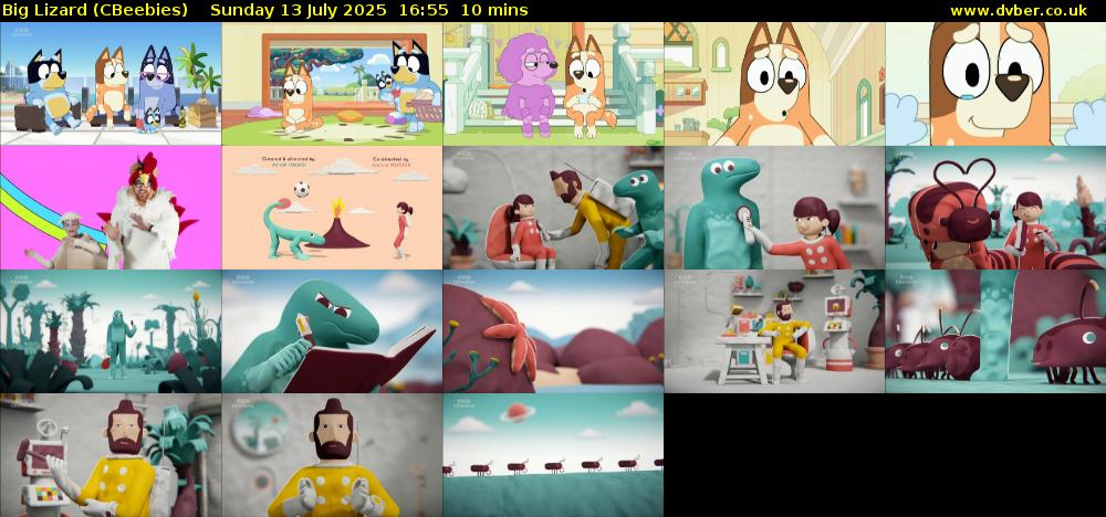 Big Lizard (CBeebies) Sunday 13 July 2025 16:55 - 17:05