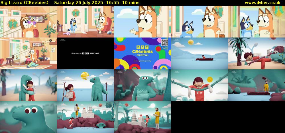 Big Lizard (CBeebies) Saturday 26 July 2025 16:55 - 17:05