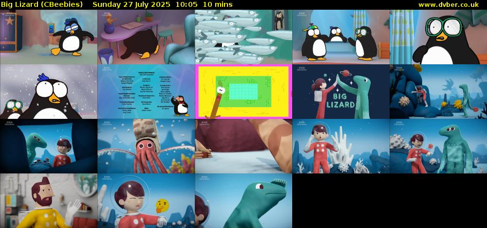 Big Lizard (CBeebies) Sunday 27 July 2025 10:05 - 10:15