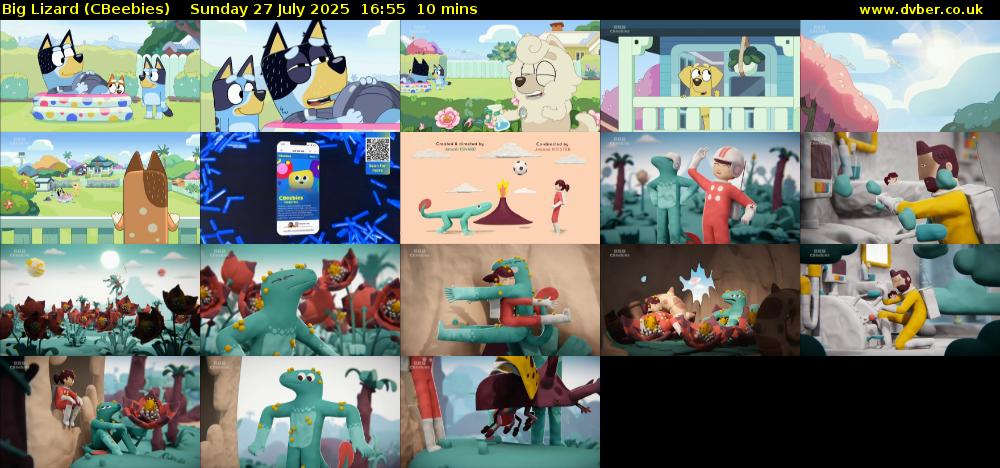 Big Lizard (CBeebies) Sunday 27 July 2025 16:55 - 17:05