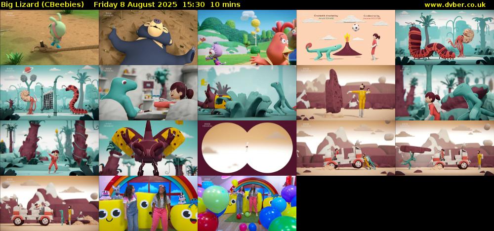 Big Lizard (CBeebies) Friday 8 August 2025 15:30 - 15:40