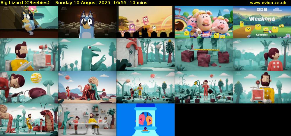 Big Lizard (CBeebies) Sunday 10 August 2025 16:55 - 17:05