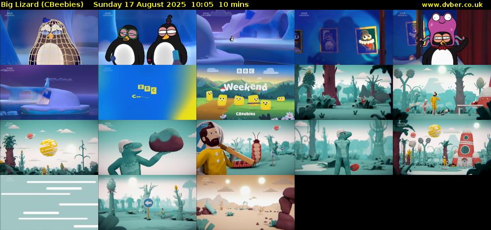 Big Lizard (CBeebies) Sunday 17 August 2025 10:05 - 10:15