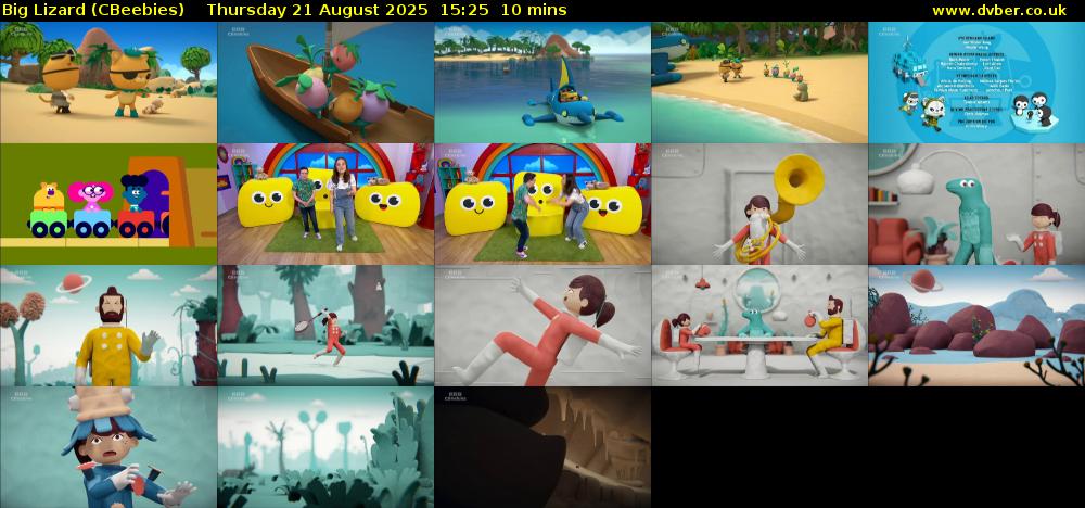 Big Lizard (CBeebies) Thursday 21 August 2025 15:25 - 15:35
