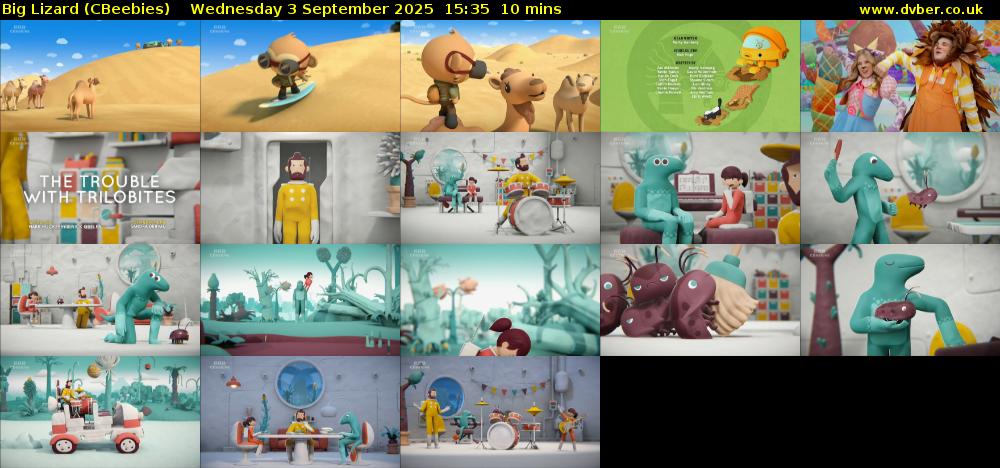 Big Lizard (CBeebies) Wednesday 3 September 2025 15:35 - 15:45