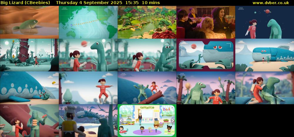 Big Lizard (CBeebies) Thursday 4 September 2025 15:35 - 15:45