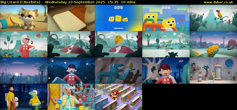 Big Lizard (CBeebies) Wednesday 10 September 2025 15:35 - 15:45