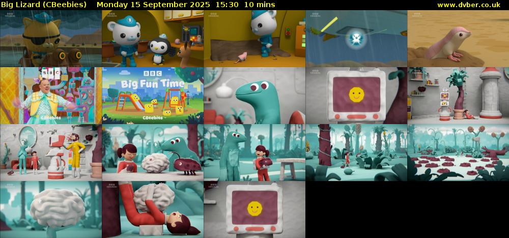 Big Lizard (CBeebies) Monday 15 September 2025 15:30 - 15:40