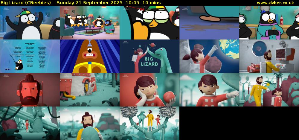 Big Lizard (CBeebies) Sunday 21 September 2025 10:05 - 10:15