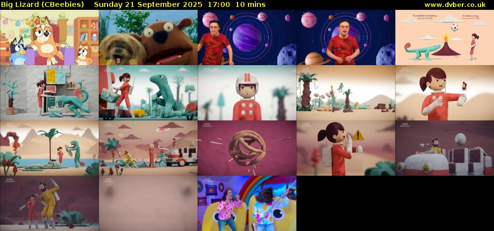 Big Lizard (CBeebies) Sunday 21 September 2025 17:00 - 17:10