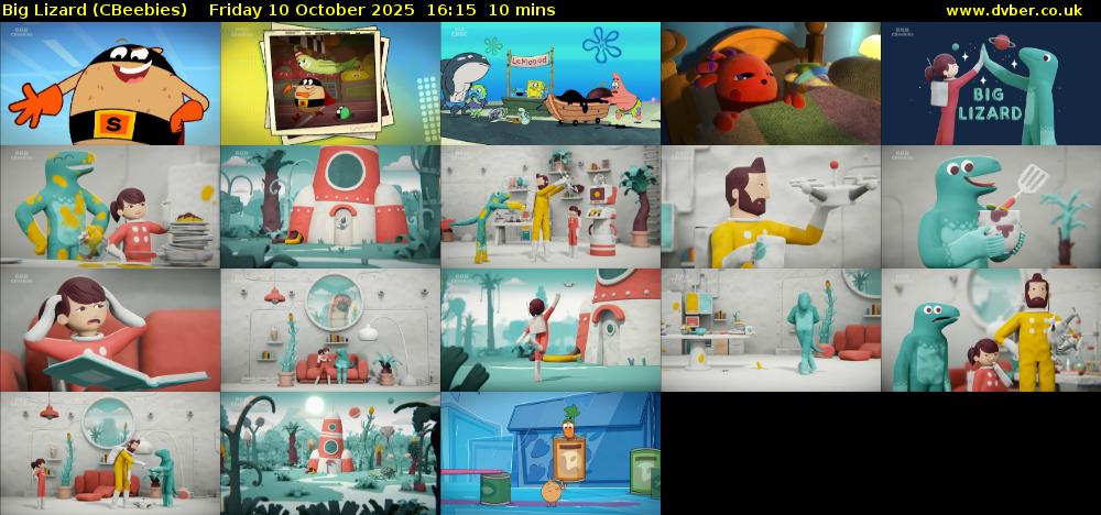 Big Lizard (CBeebies) Friday 10 October 2025 16:15 - 16:25