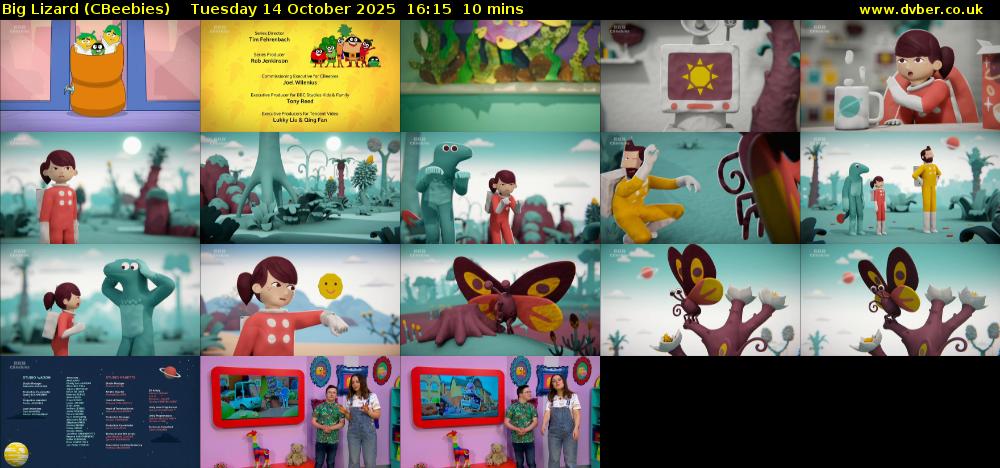 Big Lizard (CBeebies) Tuesday 14 October 2025 16:15 - 16:25