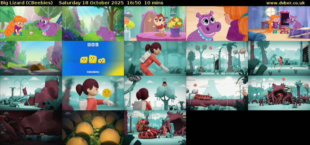 Big Lizard (CBeebies) Saturday 18 October 2025 16:50 - 17:00