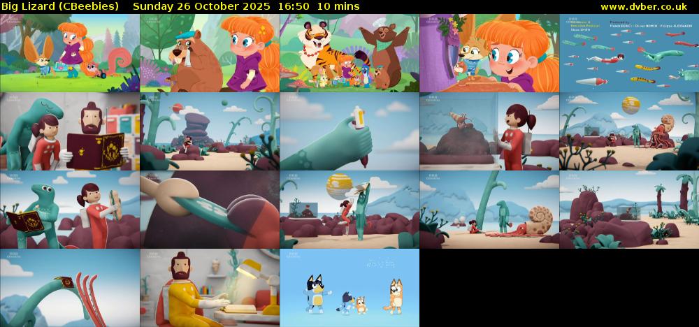 Big Lizard (CBeebies) Sunday 26 October 2025 16:50 - 17:00