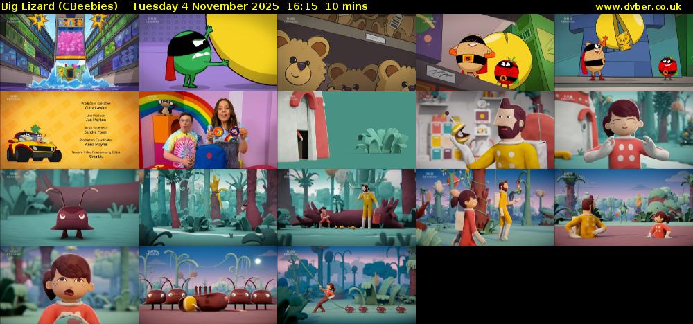 Big Lizard (CBeebies) Tuesday 4 November 2025 16:15 - 16:25