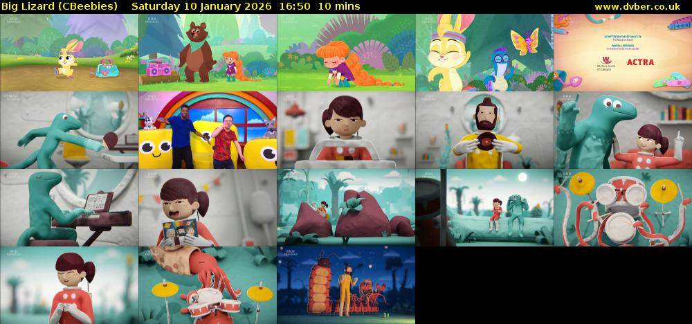 Big Lizard (CBeebies) Saturday 10 January 2026 16:50 - 17:00