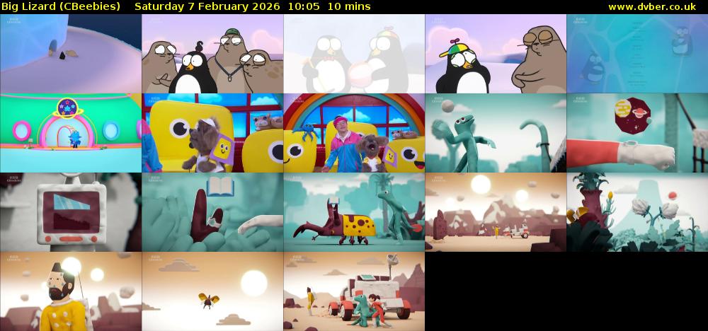 Big Lizard (CBeebies) Saturday 7 February 2026 10:05 - 10:15