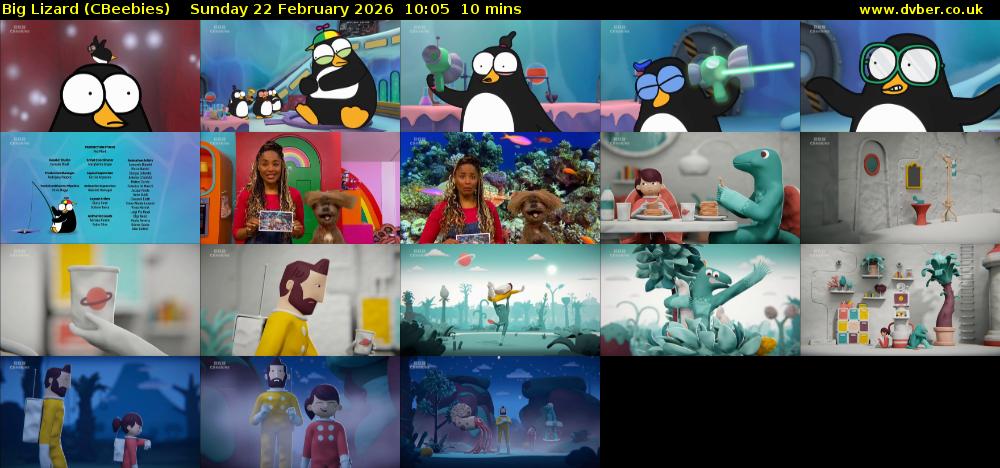 Big Lizard (CBeebies) Sunday 22 February 2026 10:05 - 10:15