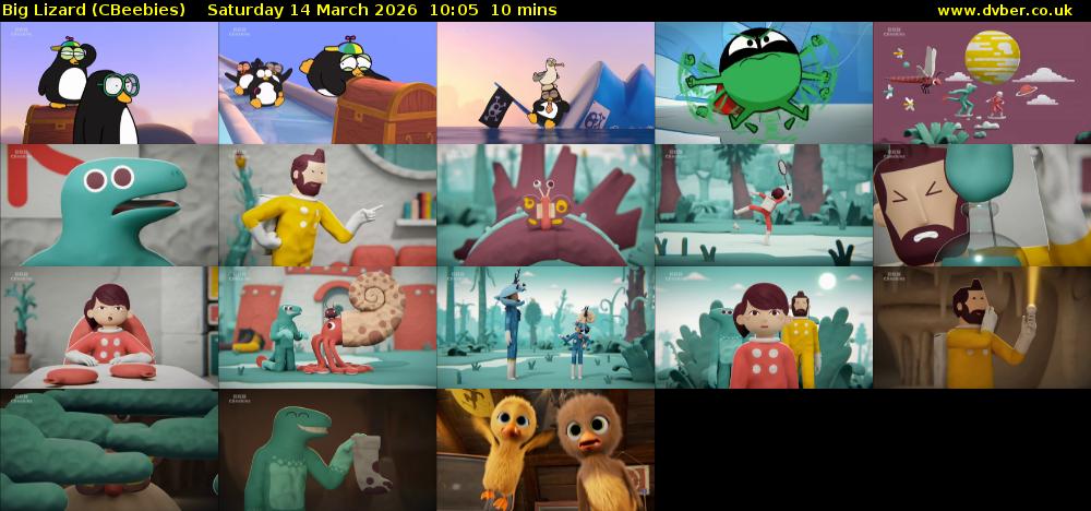 Big Lizard (CBeebies) Saturday 14 March 2026 10:05 - 10:15