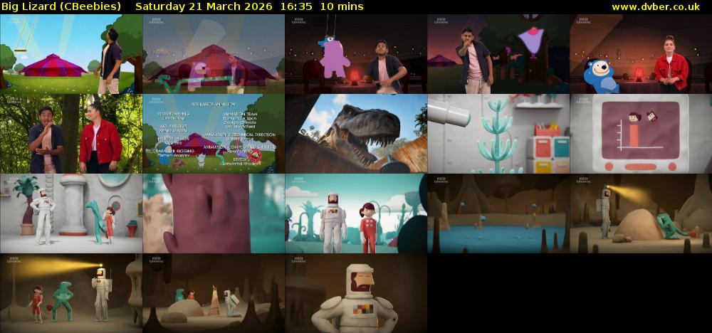 Big Lizard (CBeebies) Saturday 21 March 2026 16:35 - 16:45