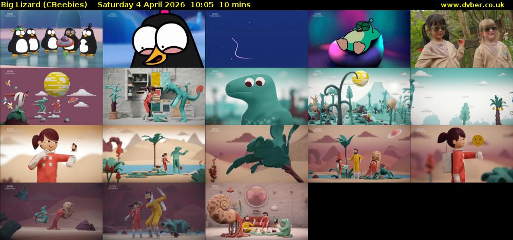 Big Lizard (CBeebies) Saturday 4 April 2026 10:05 - 10:15