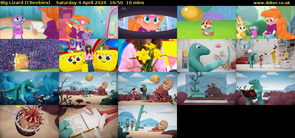 Big Lizard (CBeebies) Saturday 4 April 2026 16:50 - 17:00