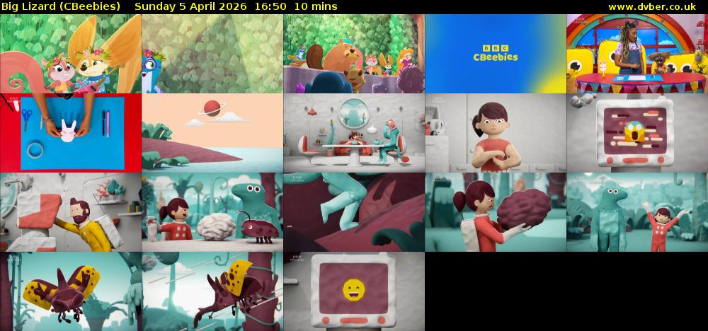 Big Lizard (CBeebies) Sunday 5 April 2026 16:50 - 17:00