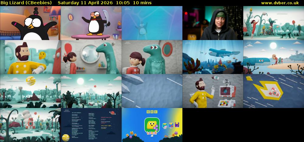 Big Lizard (CBeebies) Saturday 11 April 2026 10:05 - 10:15