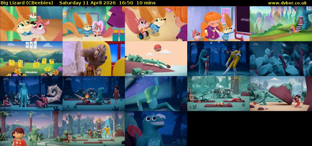 Big Lizard (CBeebies) Saturday 11 April 2026 16:50 - 17:00