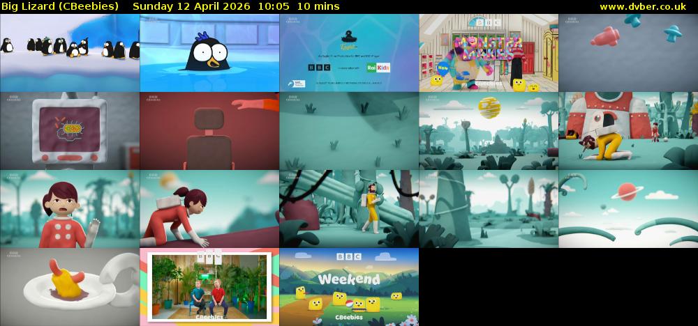 Big Lizard (CBeebies) Sunday 12 April 2026 10:05 - 10:15