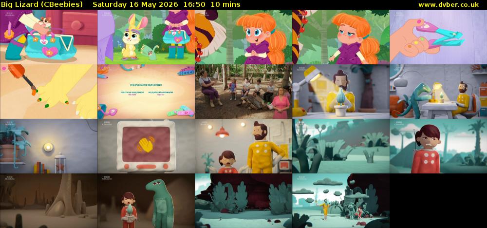 Big Lizard (CBeebies) Saturday 16 May 2026 16:50 - 17:00