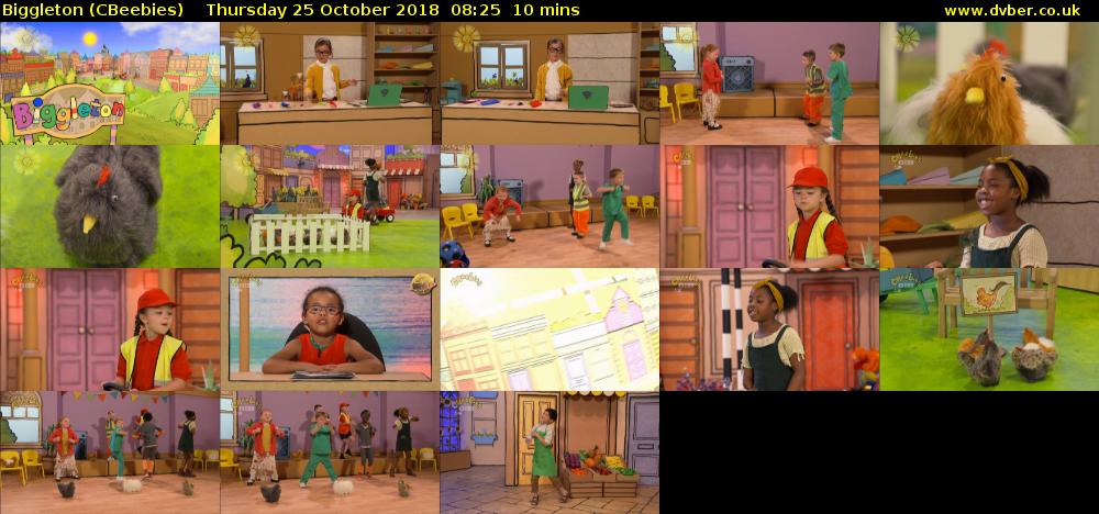 Biggleton (CBeebies) Thursday 25 October 2018 08:25 - 08:35