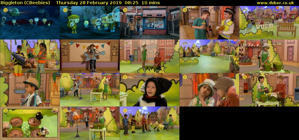 Biggleton (CBeebies) Thursday 28 February 2019 08:25 - 08:35