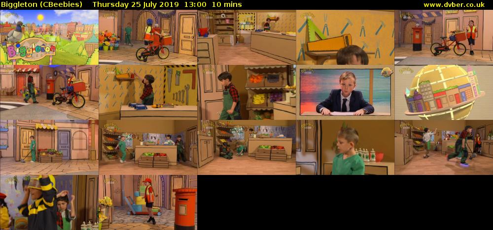 Biggleton (CBeebies) Thursday 25 July 2019 13:00 - 13:10