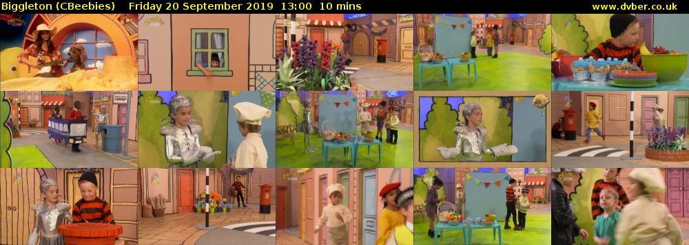 Biggleton (CBeebies) Friday 20 September 2019 13:00 - 13:10
