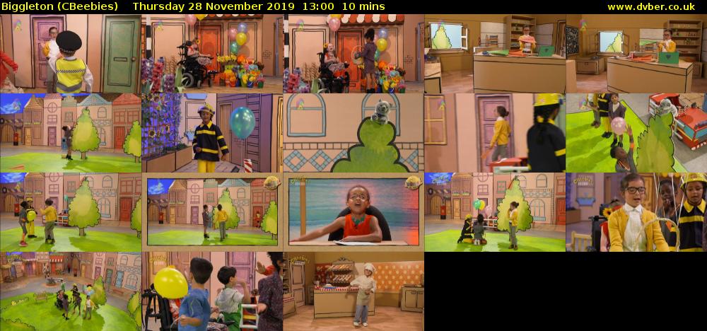 Biggleton (CBeebies) Thursday 28 November 2019 13:00 - 13:10