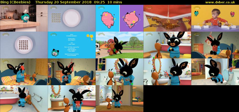 Bing (CBeebies) Thursday 20 September 2018 09:25 - 09:35