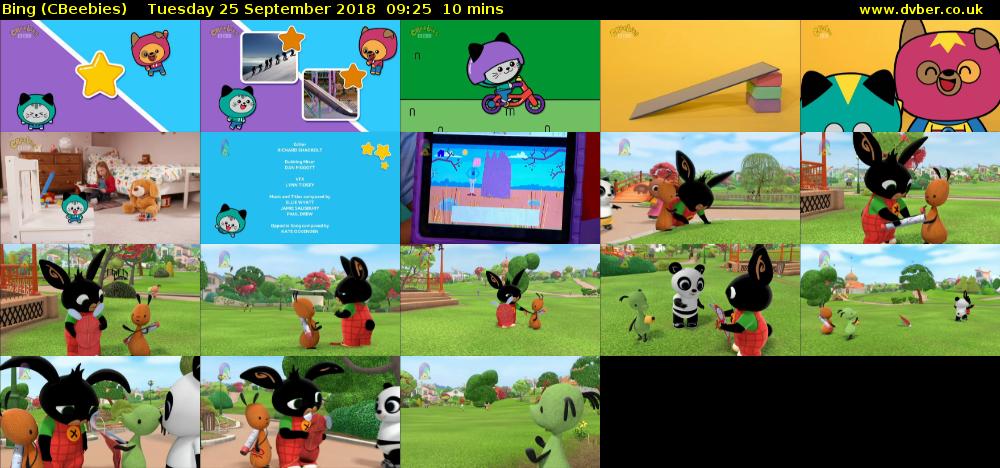 Bing (CBeebies) Tuesday 25 September 2018 09:25 - 09:35