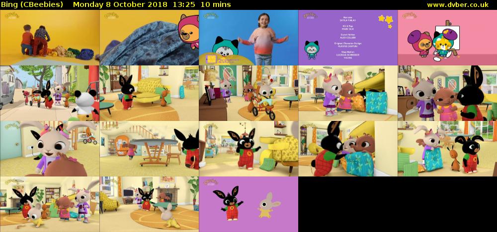 Bing (CBeebies) Monday 8 October 2018 13:25 - 13:35